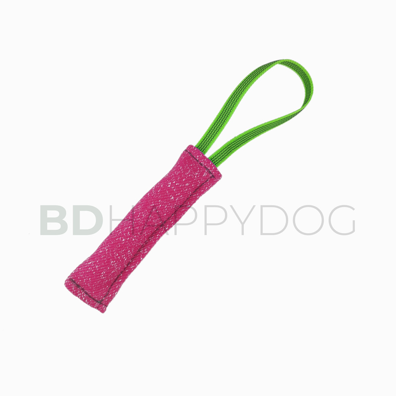 Gryzak szarpak dla psa z uchwytem 20x5cm - materiał ringowy - różowy 1