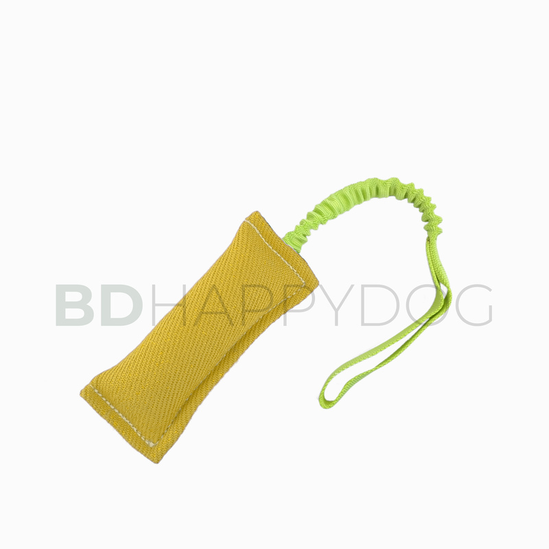 Gryzak szarpak dla psa z amortyzatorem 20x8cm - materiał ringowy - żółty 1