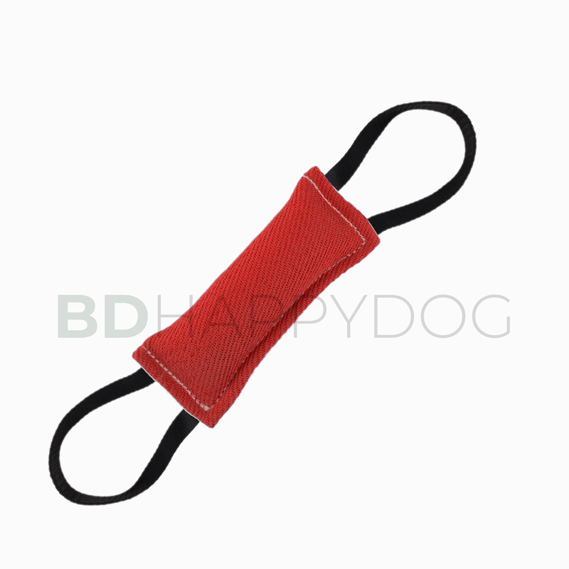 Gryzak szarpak dla psa z dwiema rączkami 20x8cm - materiał ringowy - czerwony 1
