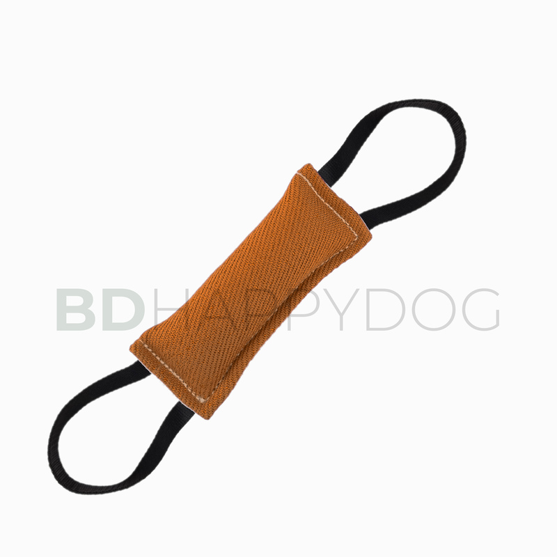 Gryzak szarpak dla psa z dwiema rączkami 20x8cm - materiał ringowy - pomarańczowy 1