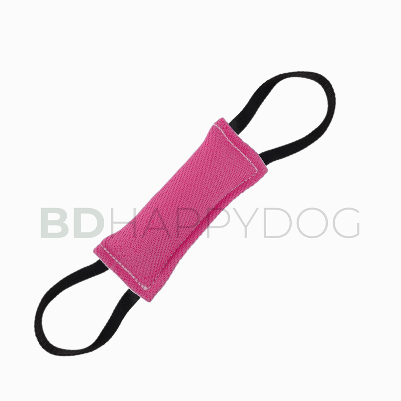 Gryzak szarpak dla psa z dwiema rączkami 20x8cm - materiał ringowy - różowy 1