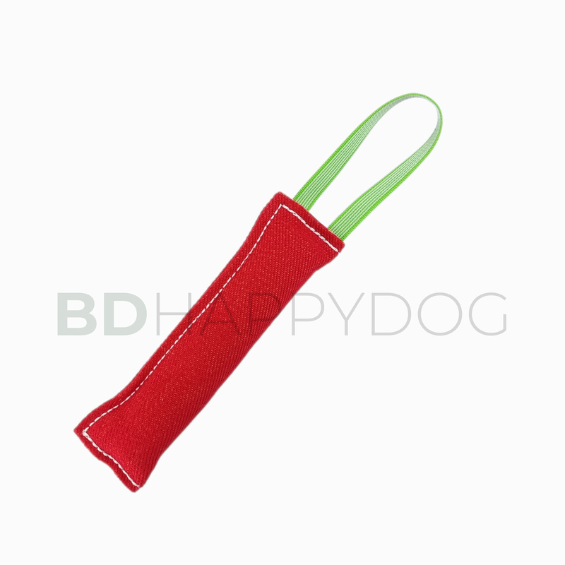 Gryzak szarpak dla psa z uchwytem 25x8cm - materiał ringowy - czerwony 1