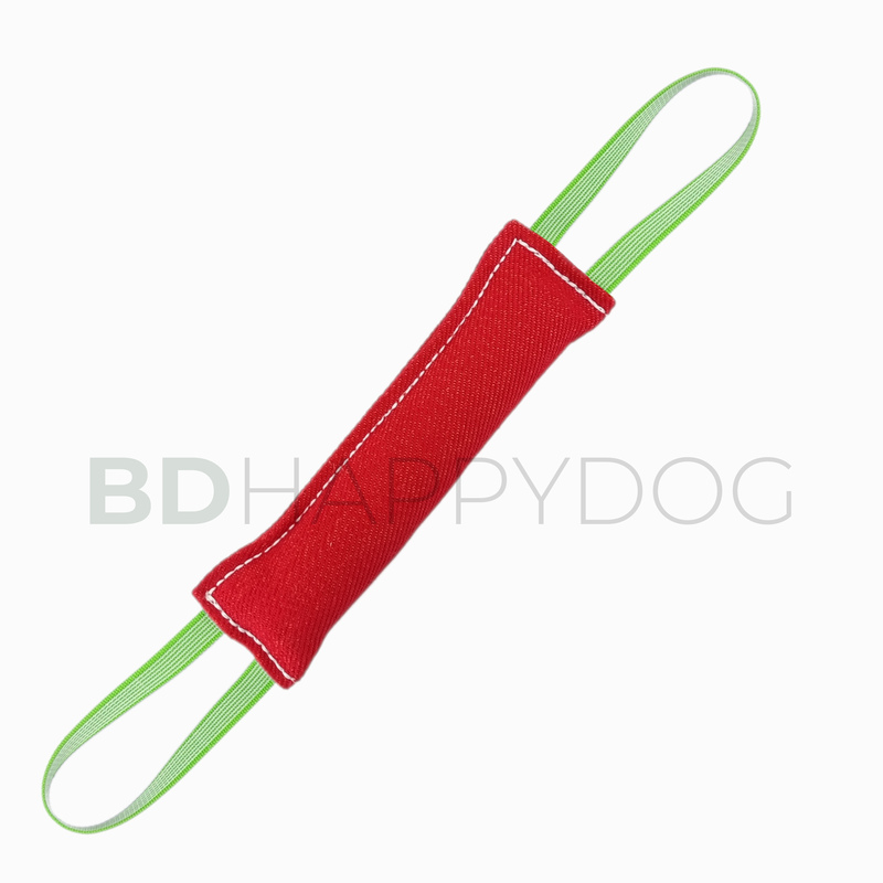 Gryzak szarpak dla psa z dwiema rączkami 25x8cm - materiał ringowy - czerwony 1