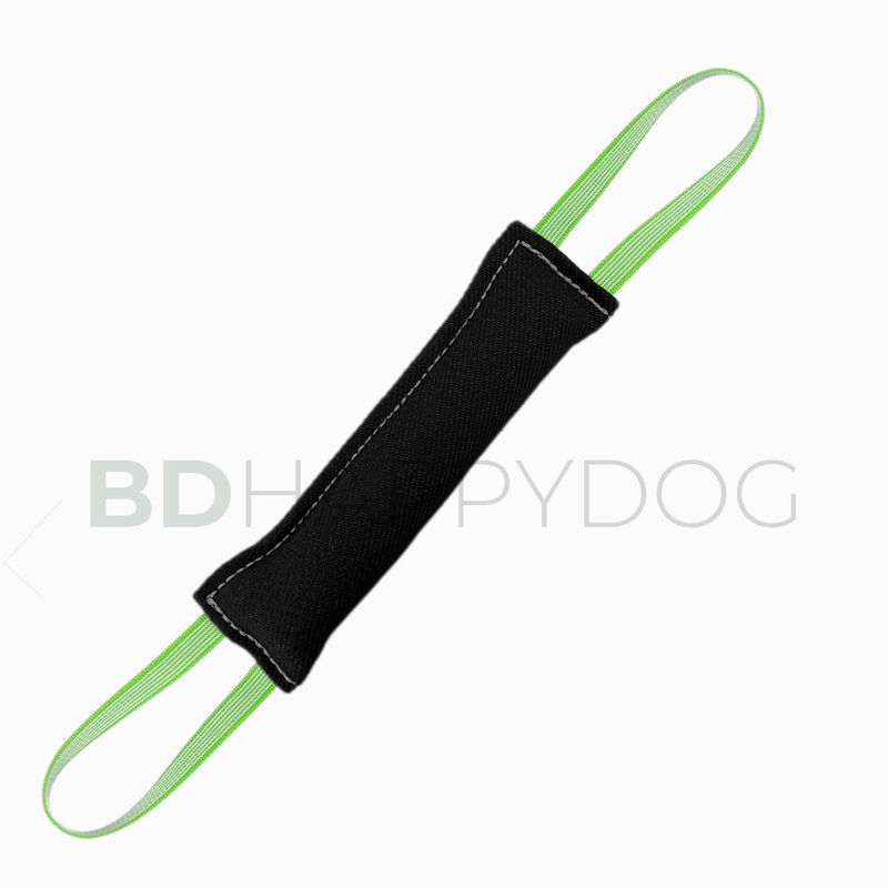 Gryzak szarpak dla psa z dwiema rączkami 25x8cm - materiał ringowy - czarny 1