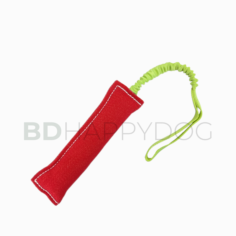 Gryzak szarpak dla psa z amortyzatorem 25x8cm - materiał ringowy - czerwony 1