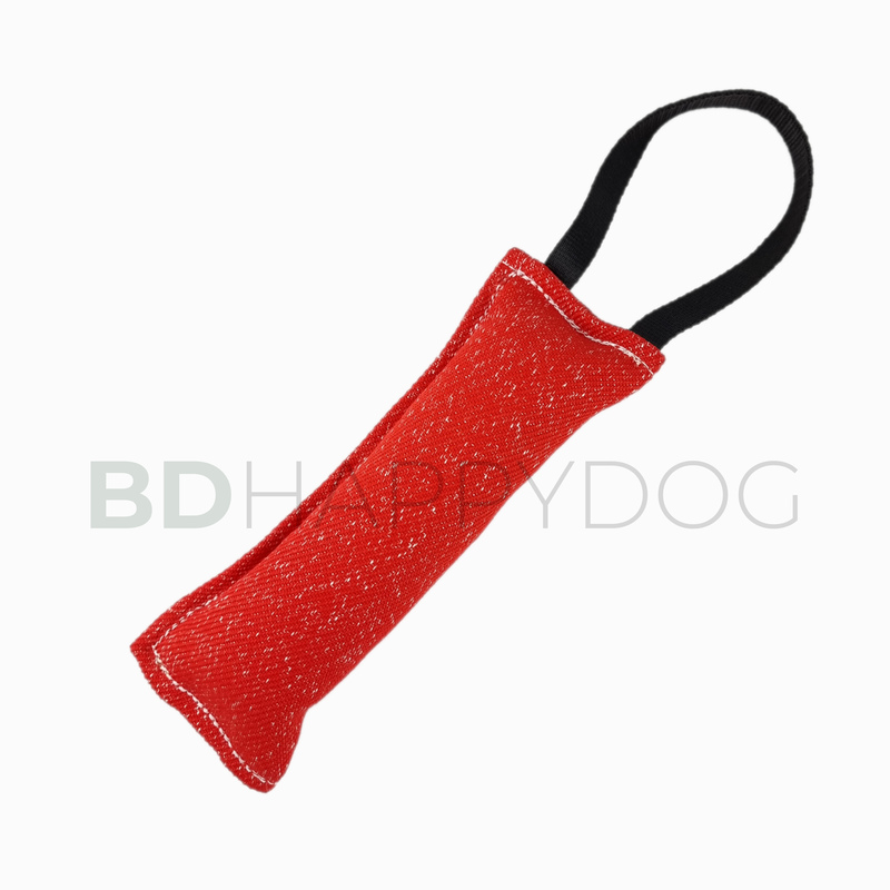 Gryzak szarpak dla psa z uchwytem 25x10cm - materiał ringowy - czerwony 1