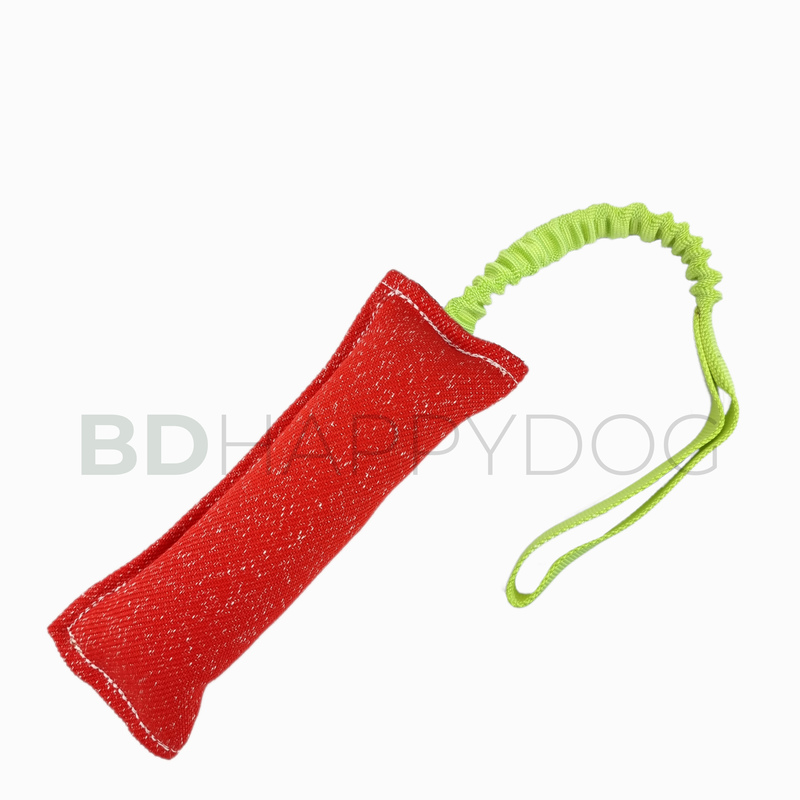 Gryzak szarpak dla psa z amortyzatorem 25x10cm - materiał ringowy - czerwony 1