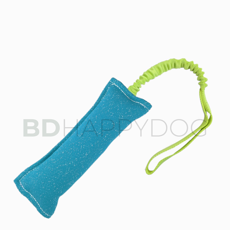 Gryzak szarpak dla psa z amortyzatorem 25x10cm - materiał ringowy - jasny niebieski 1