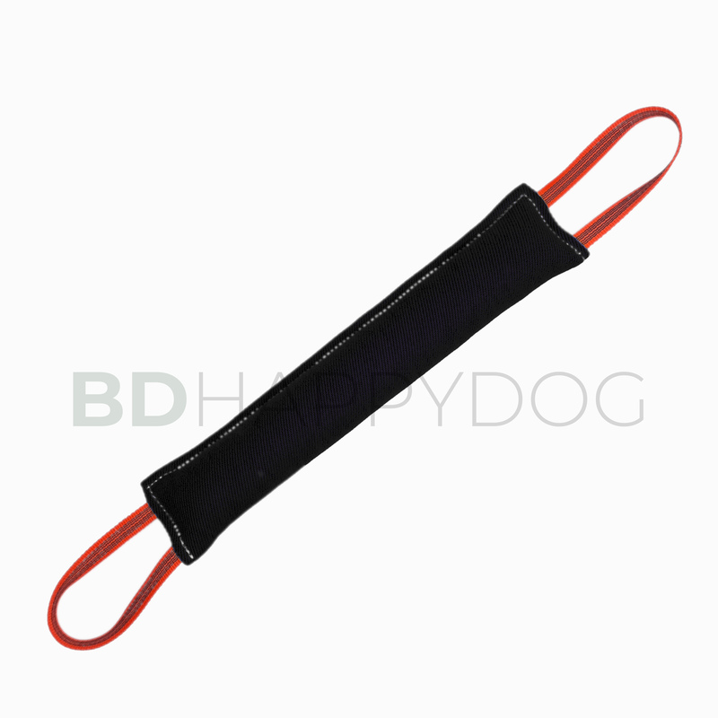 Gryzak szarpak dla psa z dwiema rączkami 50x10cm - materiał ringowy - czarny 1