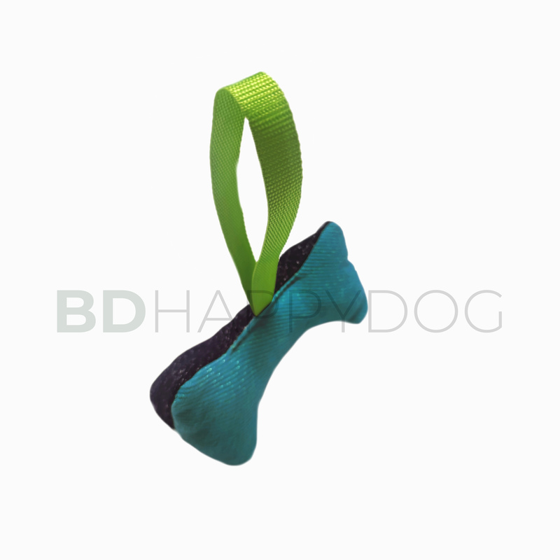 Gryzak szarpak dla psa w kształcie kości 22x8cm - materiał ringowy - jasny niebieski 1