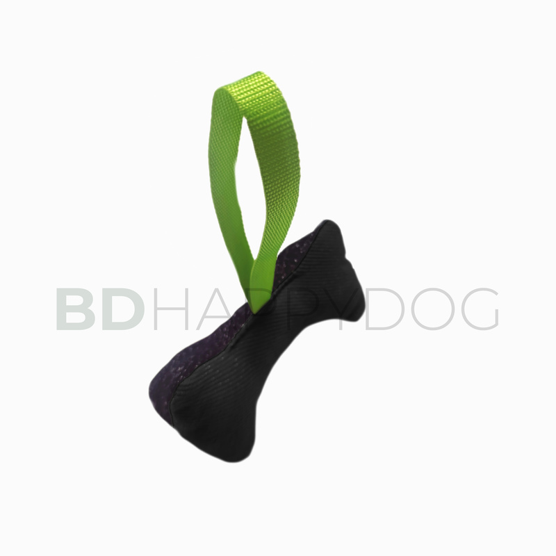 Gryzak szarpak dla psa w kształcie kości 22x8cm - materiał ringowy - czarny 1