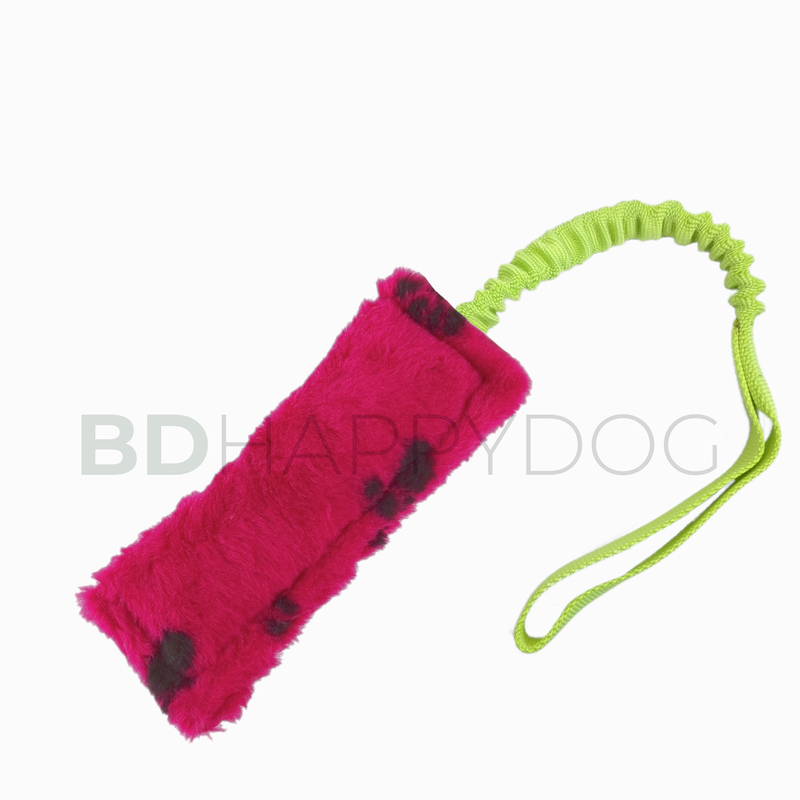 Gryzak szarpak dla psa z amortyzatorem 30x8cm - materiał pluszowy - różowy 1