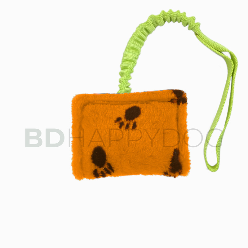 Gryzak szarpak dla psa z amortyzatorem 16x15cm - materiał pluszowy - pomarańczowy 1