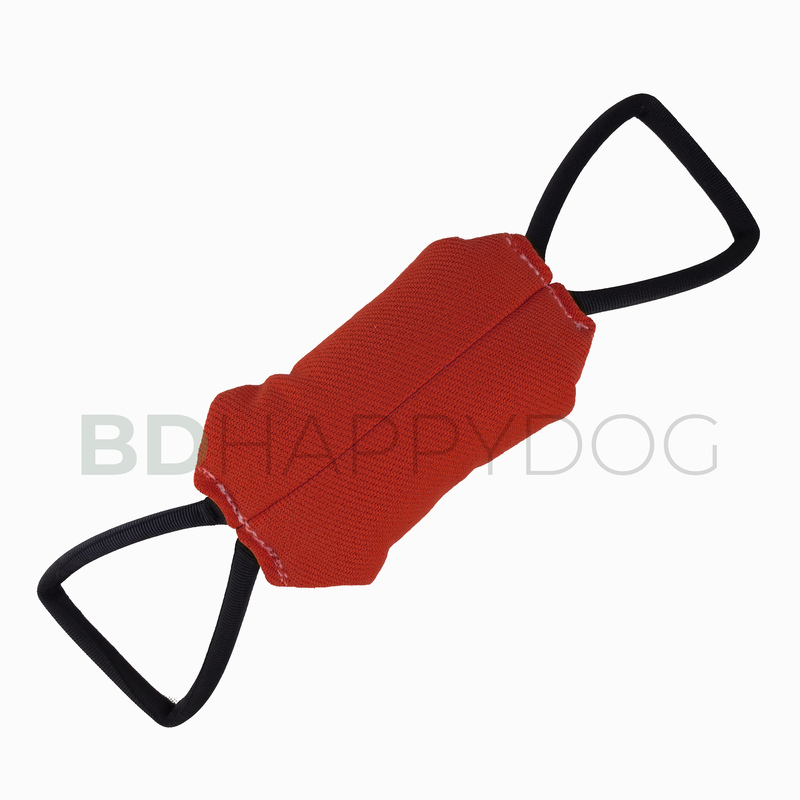 Gryzak poduszka dla psa z dwiema rączkami 22x10cm - materiał ringowy - czerwony 1