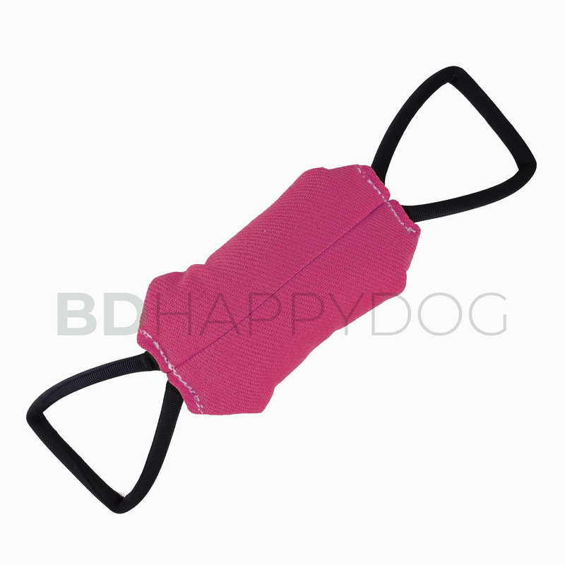 Gryzak poduszka dla psa z dwiema rączkami 22x10cm - materiał ringowy - różowy 1