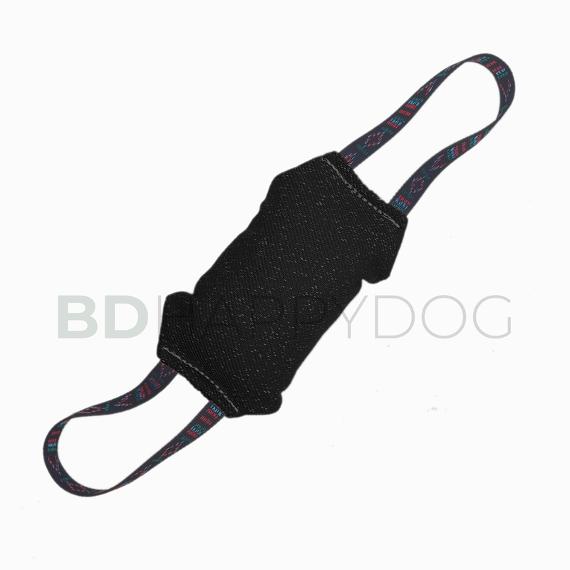 Gryzak poduszka dla psa z dwiema rączkami 24x9cm - materiał ringowy - czarny 1