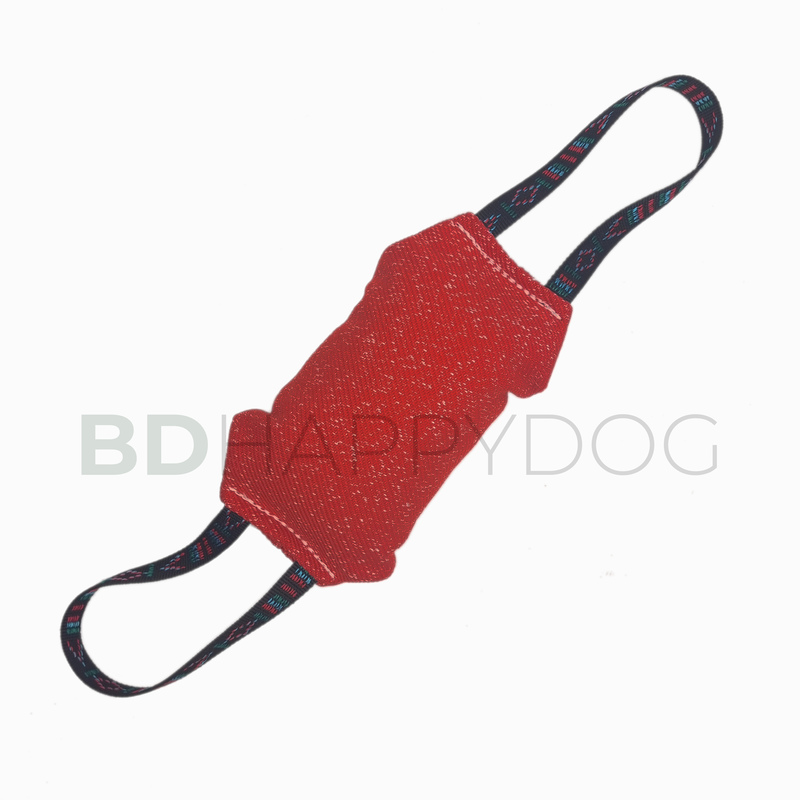 Gryzak poduszka dla psa z dwiema rączkami 24x9cm - materiał ringowy - czerwony 1