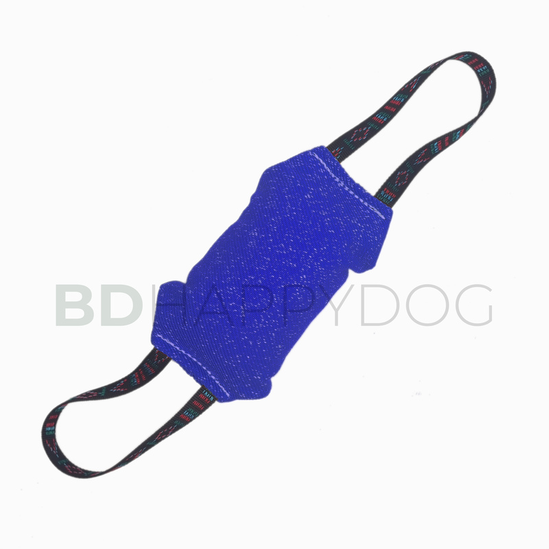 Gryzak poduszka dla psa z dwiema rączkami 24x9cm - materiał ringowy - granatowy 1