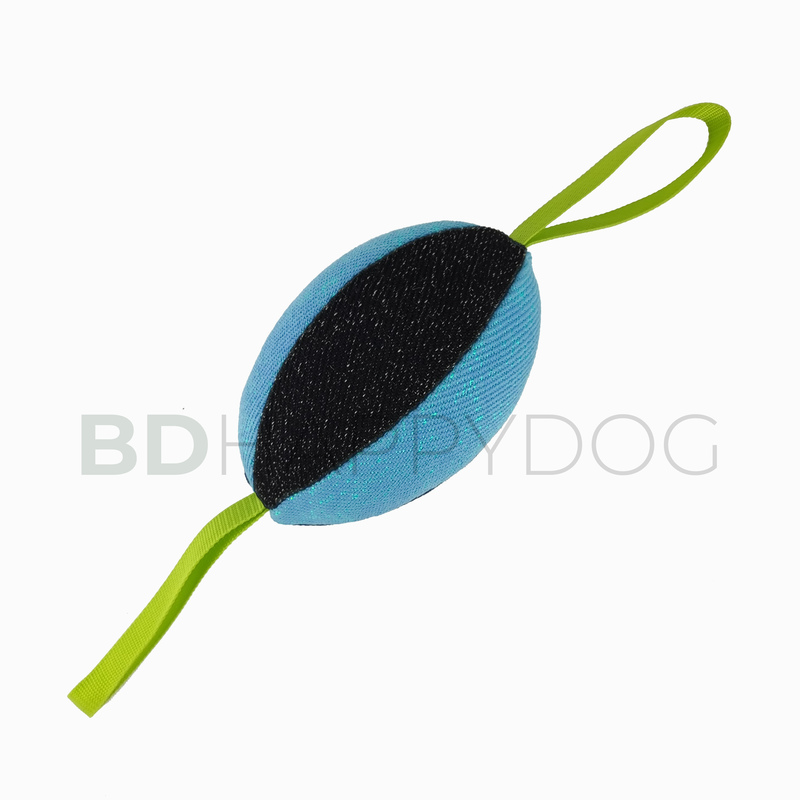Piłka dla psa rugby z dwiema rączkami 20x15cm - materiał ringowy - jasny niebieski 1