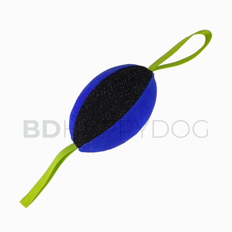 Piłka dla psa rugby z dwiema rączkami 20x15cm - materiał ringowy - granatowy 1