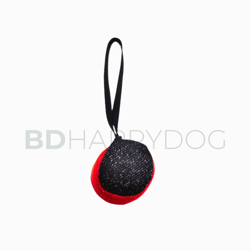 Piłka dla psa z uchwytem 10cm - materiał ringowy - czerwony 1