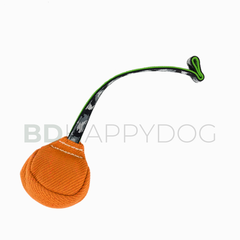 Piłka dla psa saszetka z uchwytem 10cm - materiał ringowy - pomarańczowy 1