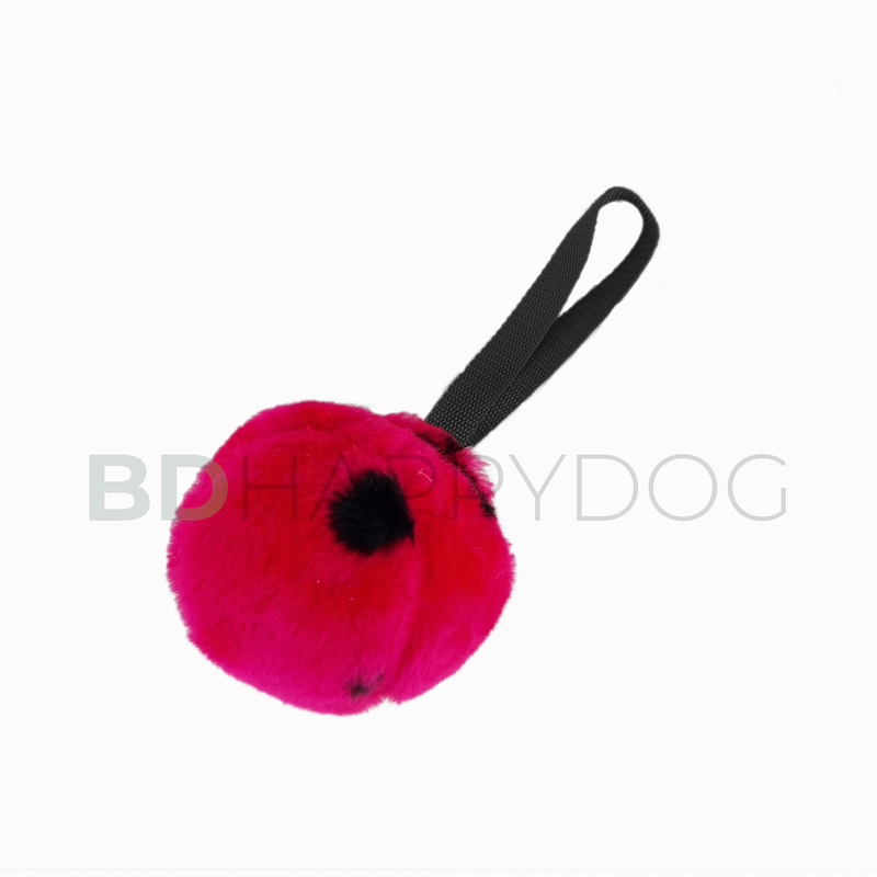 Piłka dla psa z uchwytem 11cm - materiał pluszowy - różowy 1