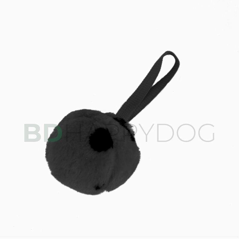 Piłka dla psa z uchwytem 11cm - materiał pluszowy - szary 1