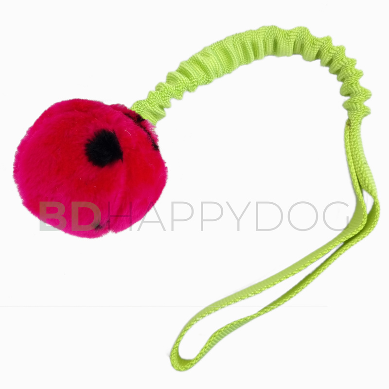 Piłka dla psa z amortyzatorem 11cm - materiał pluszowy - różowy 1