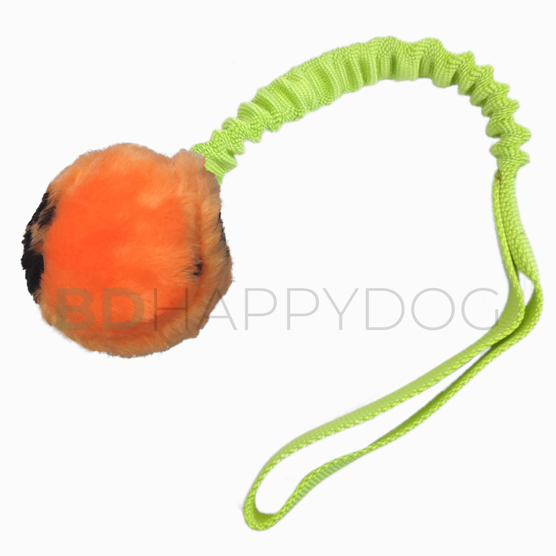 Piłka dla psa z amortyzatorem 11cm - materiał pluszowy - pomarańczowy 1