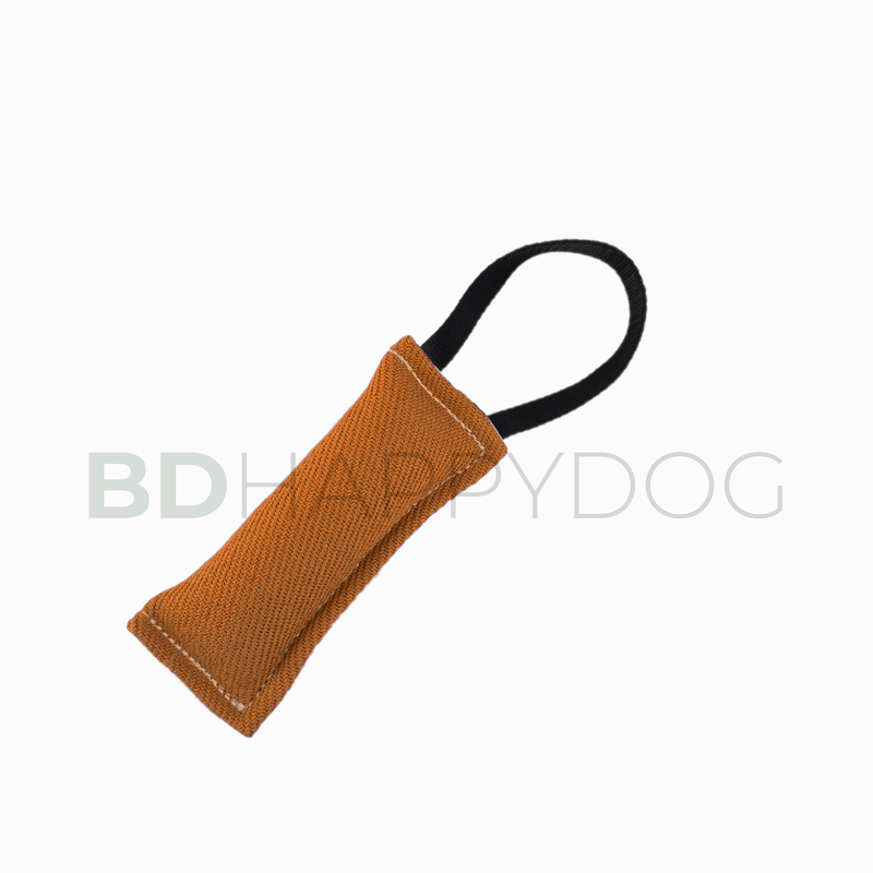 Gryzak szarpak dla psa z uchwytem 20x8cm - materiał ringowy - pomarańczowy 1