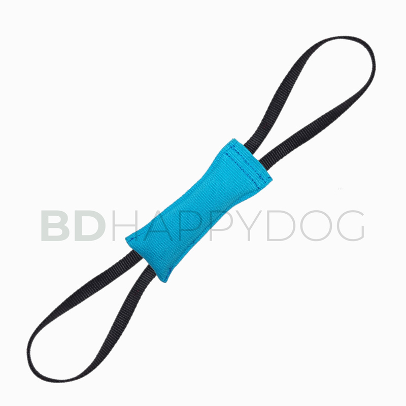 Gryzak szarpak dla psa z dwiema rączkami 15x6cm - poliester - jasny niebieski 1