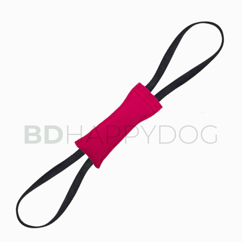 Gryzak szarpak dla psa z dwiema rączkami 15x6cm - poliester - ciemny różowy 1
