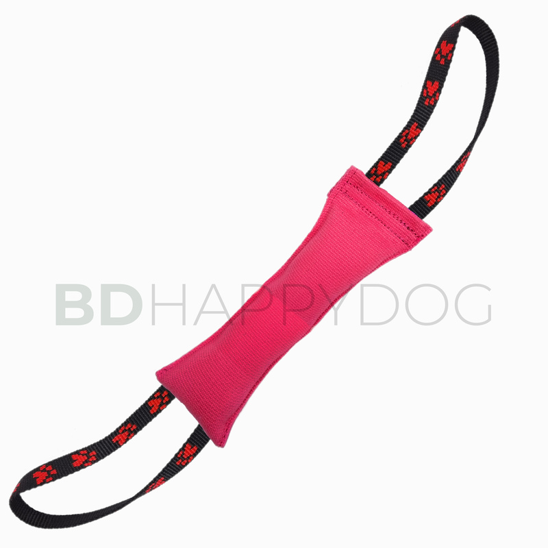 Gryzak szarpak dla psa z dwiema rączkami 24x8cm - poliester - ciemny różowy 1