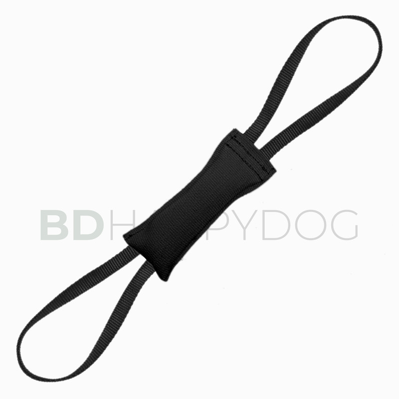 Gryzak szarpak dla psa z dwiema rączkami 15x6cm - poliester - czarny 1