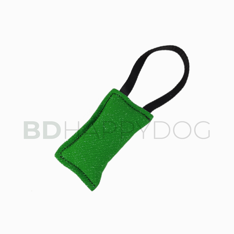 Gryzak szarpak dla psa z uchwytem 16x9cm - materiał ringowy - zielony 1