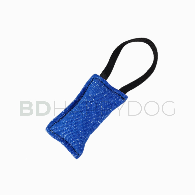 Gryzak szarpak dla psa z uchwytem 16x9cm - materiał ringowy - granatowy 1