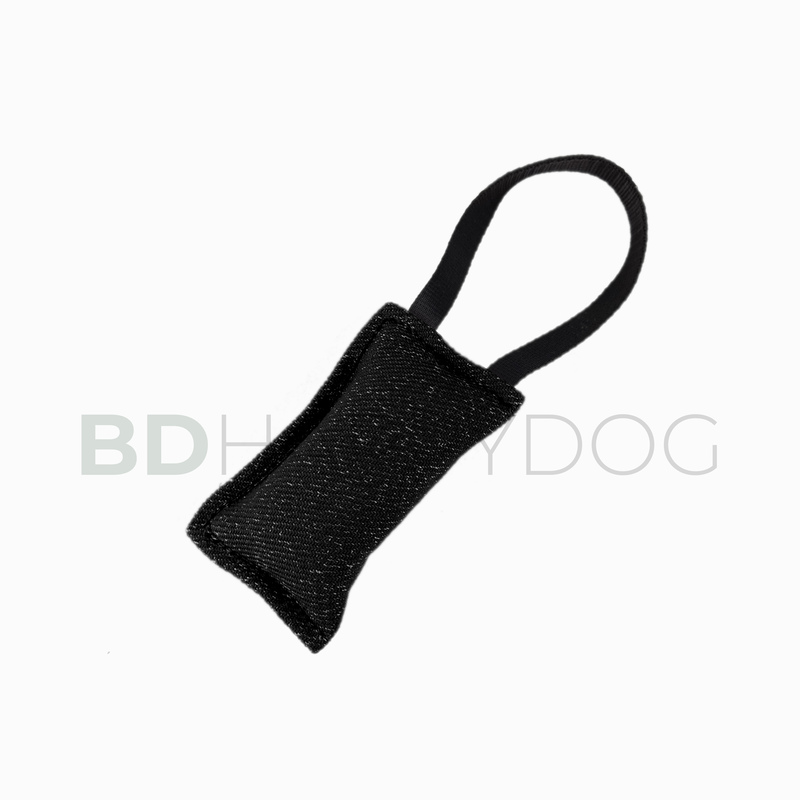 Gryzak szarpak dla psa z uchwytem 16x9cm - materiał ringowy - czarny 1
