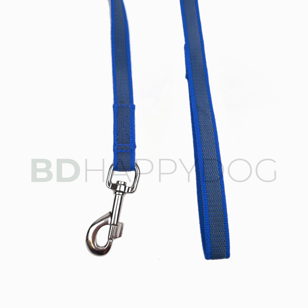 Smycz treningowa dla psa z uchwytem 2x150cm - taśma sztywna gumowana - niebieski 1