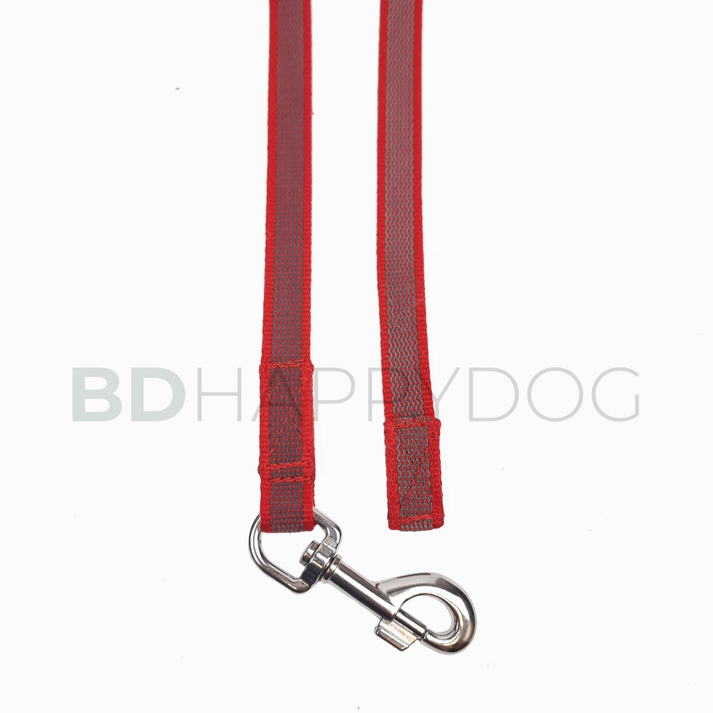 Smycz treningowa dla psa prosta 2x150cm - taśma miękka gumowana - czerwony 1