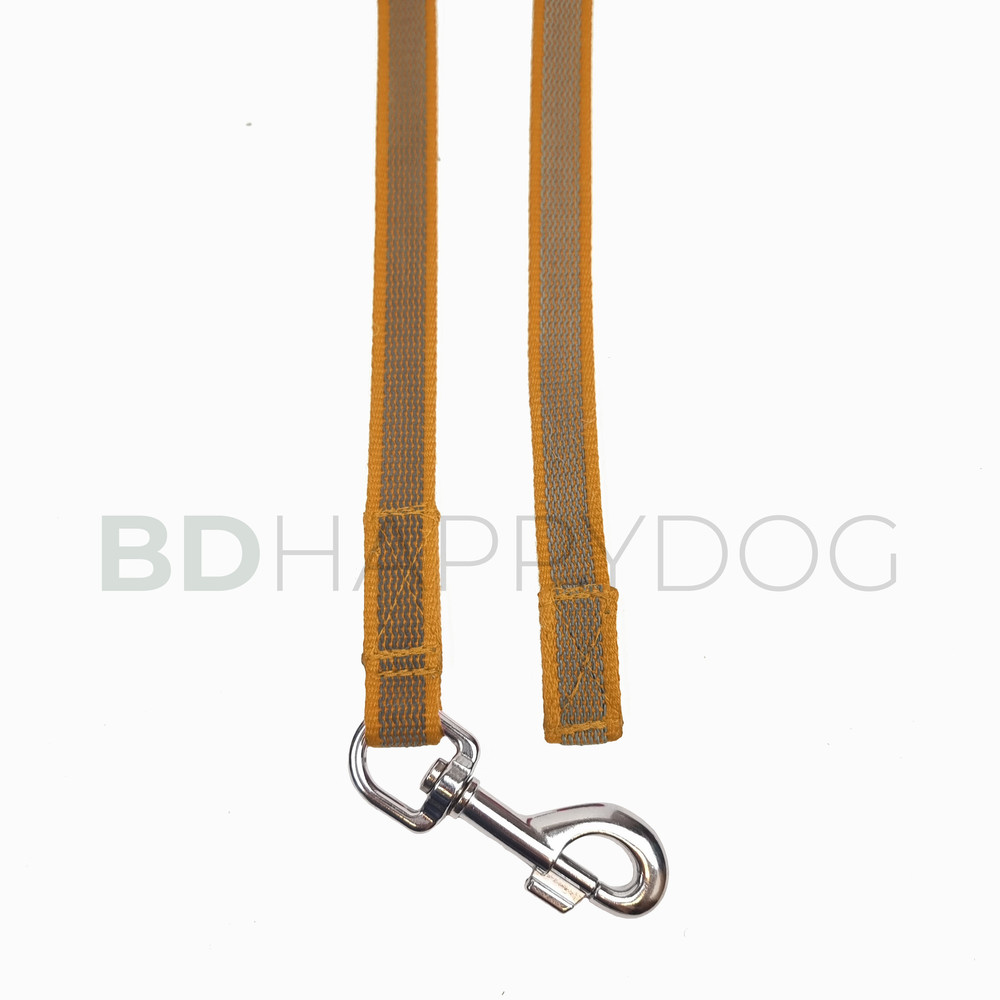 Smycz treningowa dla psa prosta 2x150cm - taśma sztywna gumowana - pomarańczowy 1