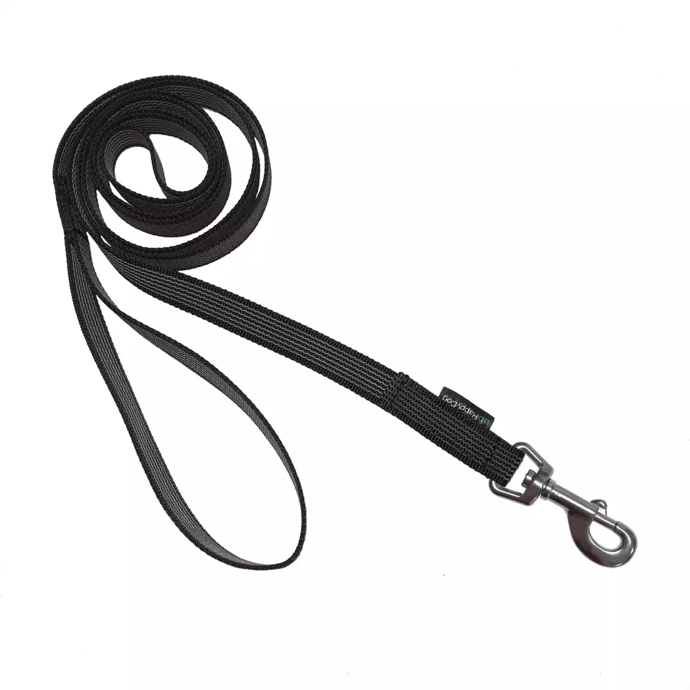 BDHappyDog - Gummierte Leine mit Schlaufe 1.5m, flexibles Band, Schwarz  Clip-Haken - 2x150cm - Lavendel
