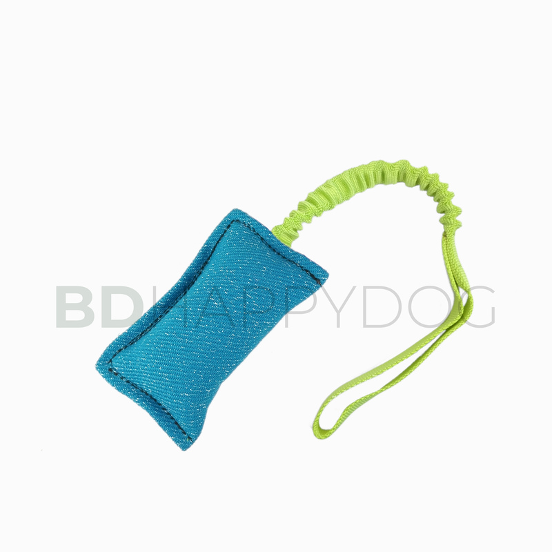 Gryzak szarpak dla psa z amortyzatorem 16x9cm - materiał ringowy - jasny niebieski 1