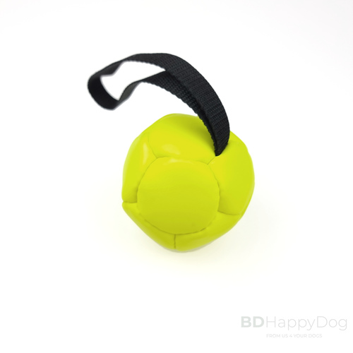 Piłka dla psa z uchwytem fi 9cm(+/-) - ekologiczna skóra - żółty