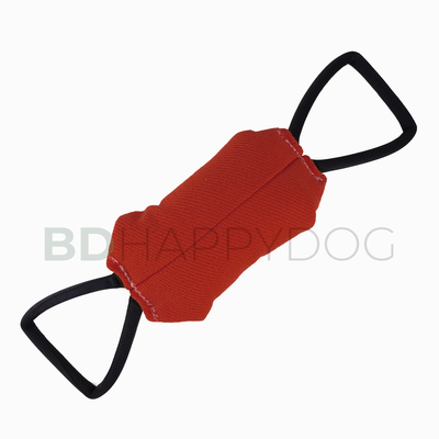 Gryzak poduszka dla psa z dwoma uchwytami 22x10cm - materiał ringowy - czerwony