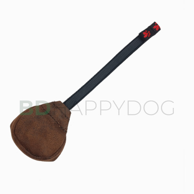 Piłka dla psa saszetka z uchwytem naturalna 11cm - skóra - jasny brązowy 1
