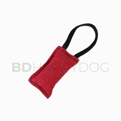 Gryzak szarpak dla psa z uchwytem 16x9cm - materiał ringowy - czerwony