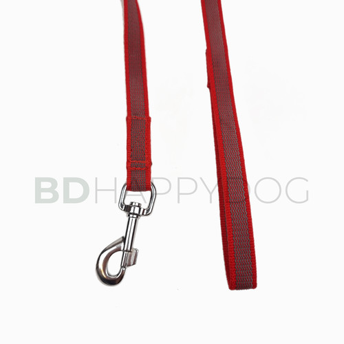 Smycz dla psa miejska (z rączką) 2x150cm - taśma miękka gumowana - czerwony