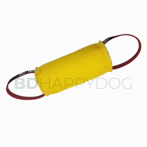 Gryzak poduszka w kształcie wałka 30x14cm - materiał ringowy - żółty 1